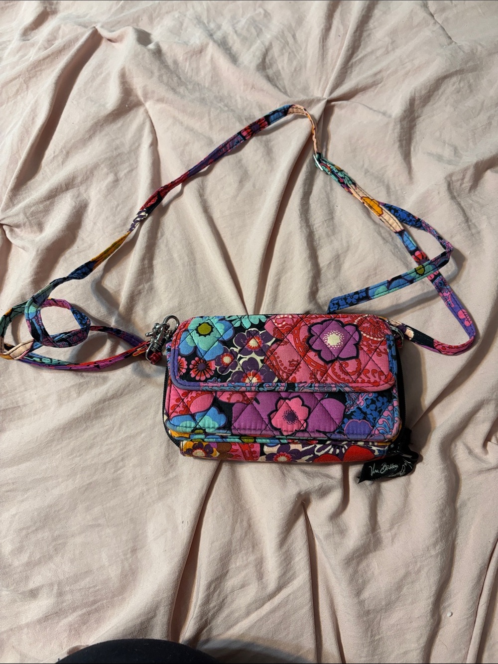 Vera Bradley Pink Purple Blue Floral Quilted Crossbody